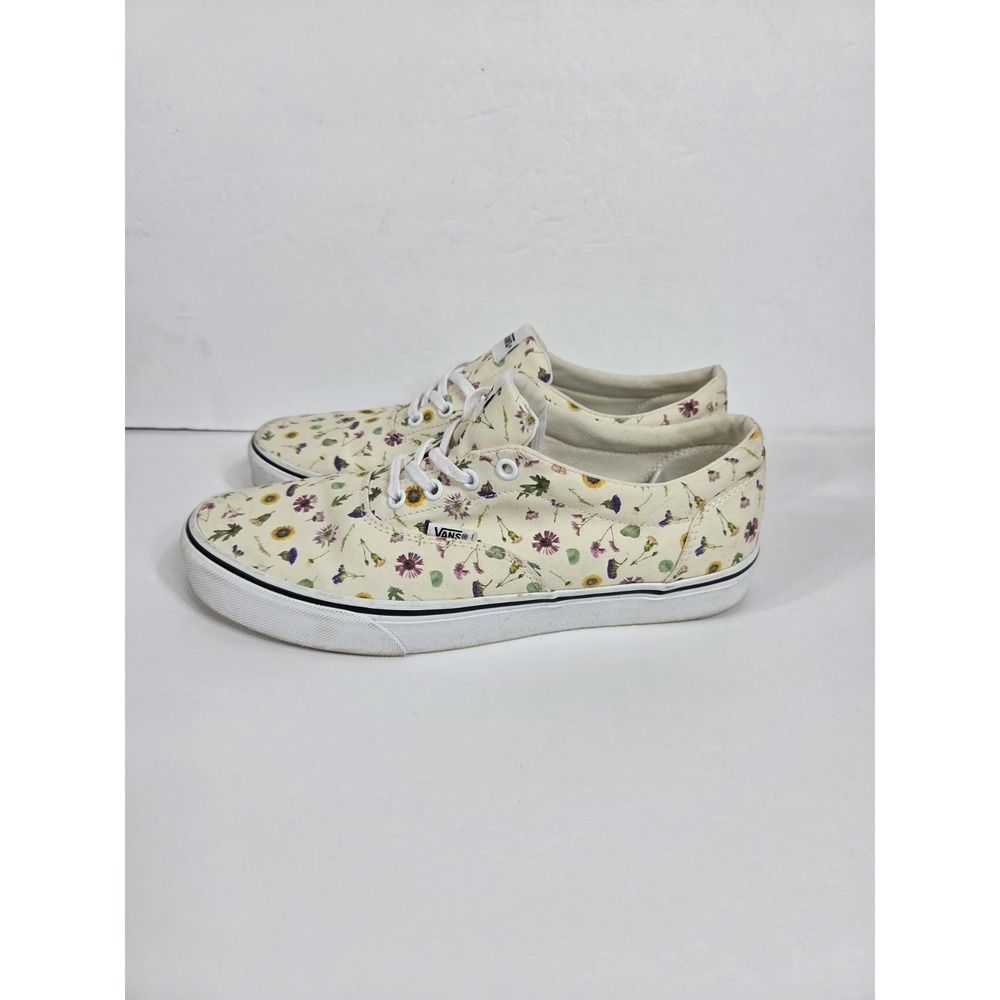 Vans Doheny Pressed Flower Floral Shoes Sneakers Women Sz 11 Cream Multicolor